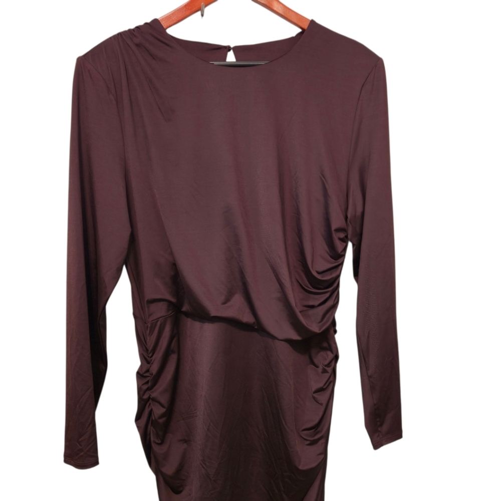 Veronica Beard Tristana Midi Dress Ruched Asymmetric Oxblood Size 16 NWT $498 - Picture 12 of 16